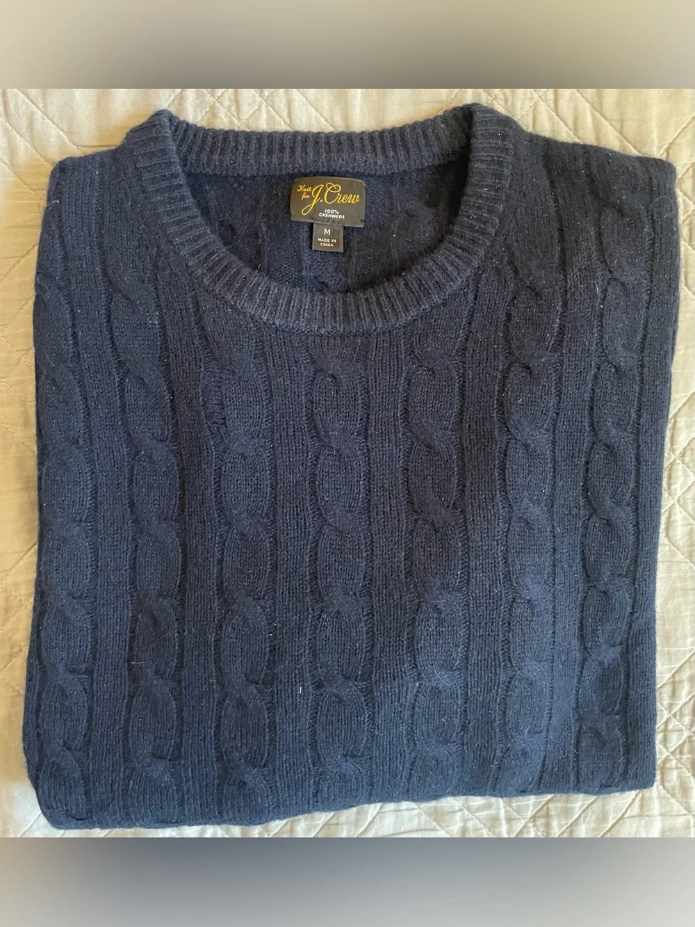 J. CREW Cashmere cable-knit sweater in Navy Size M $298 AZ972 - Picture 6 of 9